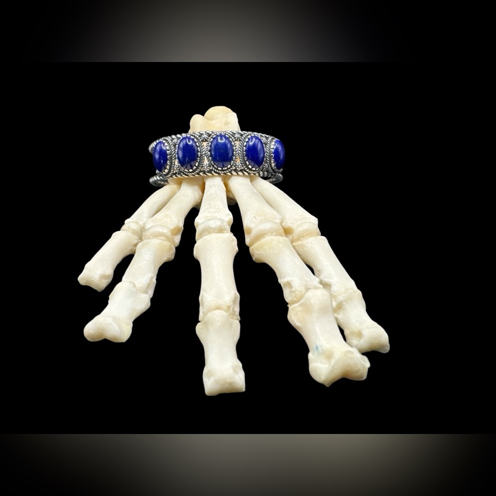 Sterling Silver American West Carolyn Pollack Five Stone Lapis Cuff 6.5”